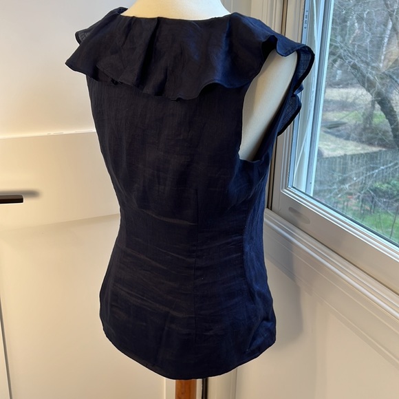 Boden Alicia Ruffle Top, Navy, Sleeveless, size 6 - Picture 7 of 14